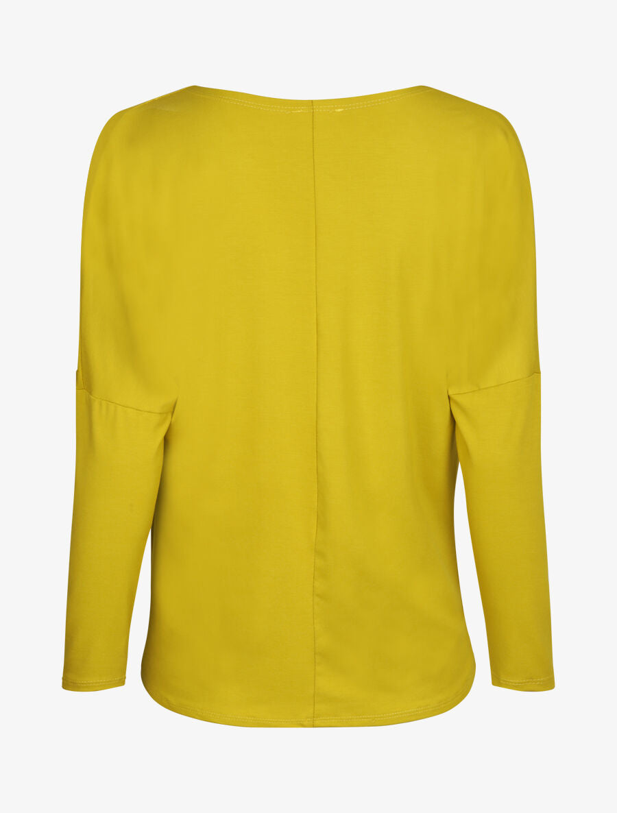 Top oversize uni à col bénitier - Jaune - 2