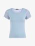 T-shirt ajusté à épaules en dentelle - Bleu clair - 5