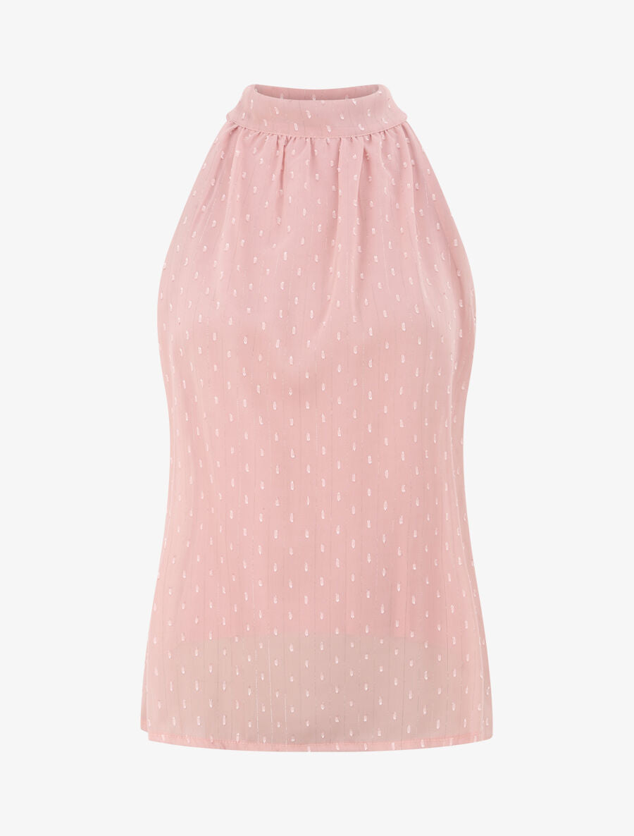 Top droit en voile plumetis irisé - Rose - 4