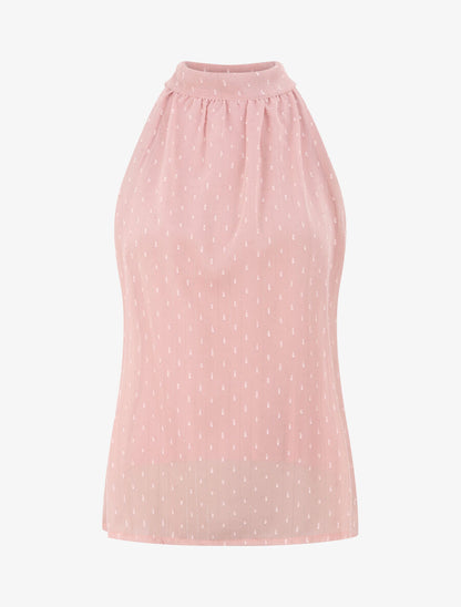 Top droit en voile plumetis irisé - Rose - 4