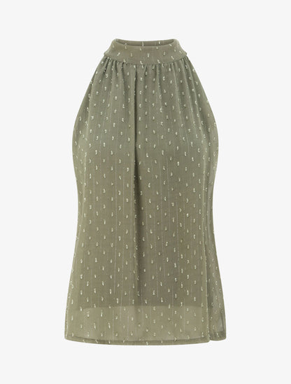 Top droit en voile plumetis irisé - Kaki - 1