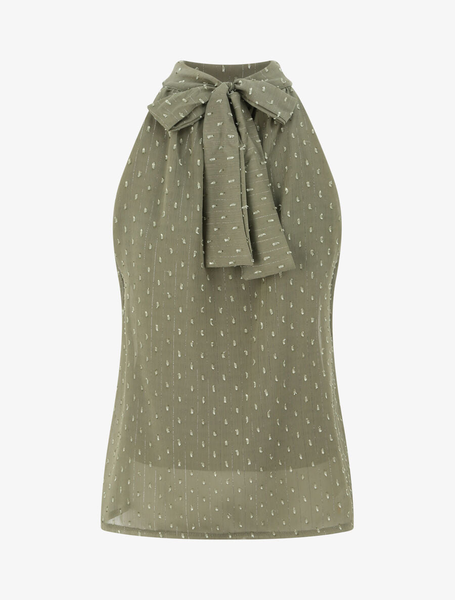 Top droit en voile plumetis irisé - Kaki - 2