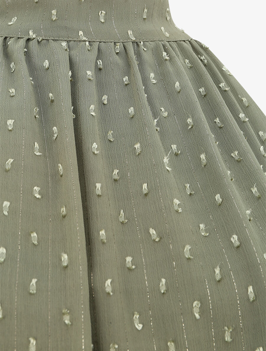 Top droit en voile plumetis irisé - Kaki - 3
