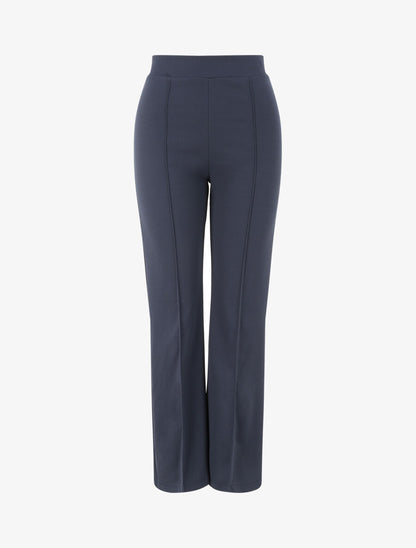 Pantalon droit uni taille haute - Marine - 1