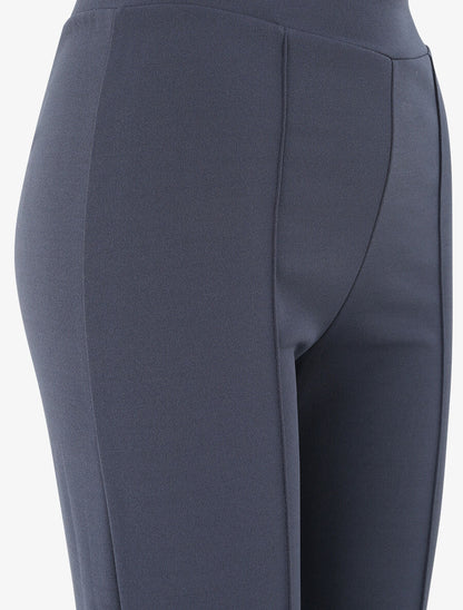 Pantalon droit uni taille haute - Marine - 3