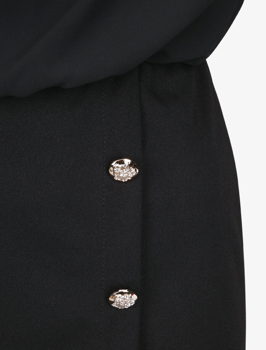 Robe droite à encolure bénitier - Noir - 3