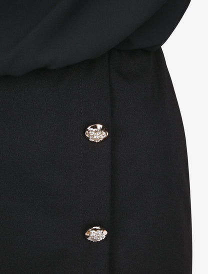 Robe droite à encolure bénitier - Noir - 3