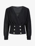 Blouse cache-coeur à boutons stylisés - Noir - 4