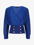 Blouse cache-coeur à boutons stylisés - Bleu roi - 1