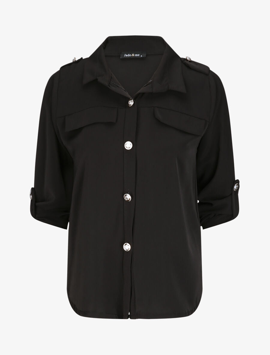 Chemise fluide unie - Noir - 5