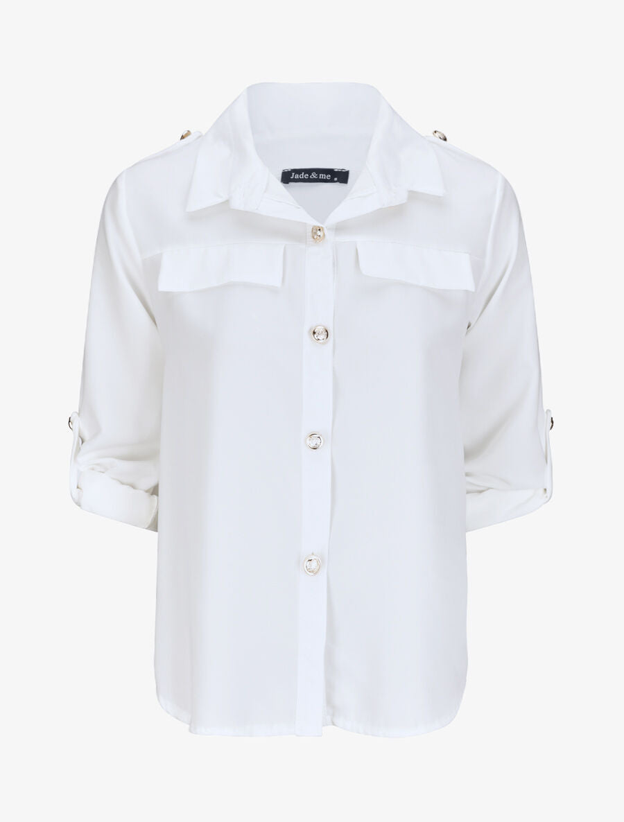 Chemise fluide unie - Blanc - 1