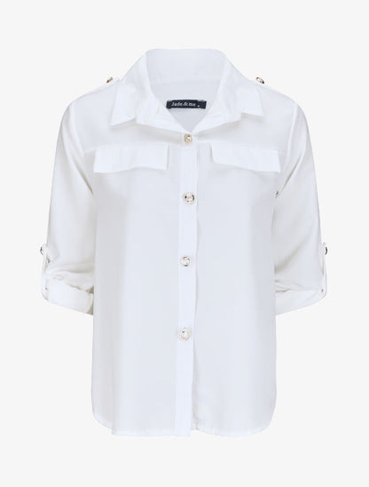 Chemise fluide unie - Blanc - 1