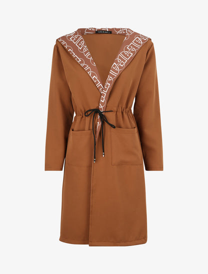 Manteau fin à capuche - Camel - 1