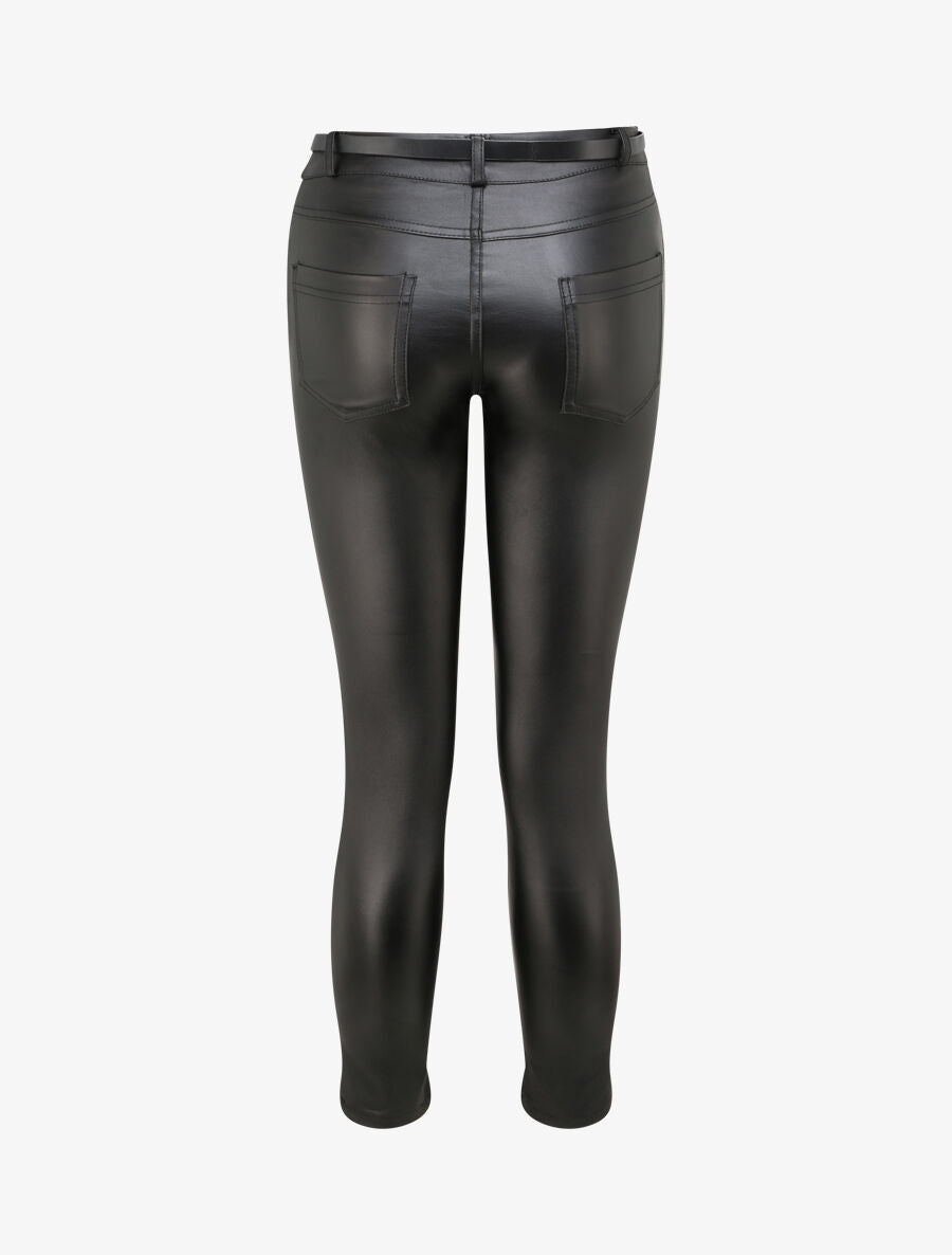 Pantalon slim en similicuir - Noir - 2
