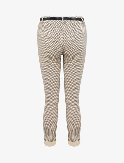 Pantalon 7/8 imprimé petites fleurs à revers - Beige - 2