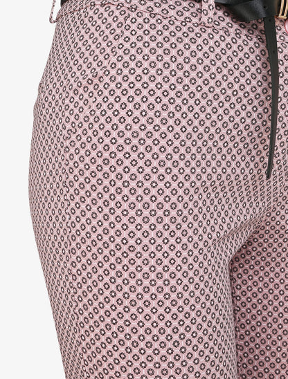 Pantalon 7/8 imprimé petites fleurs à revers - Rose - 3