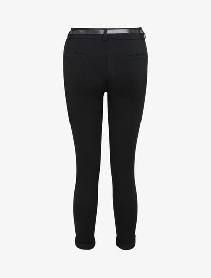 Pantalon 7/8 uni à revers - Noir - 2