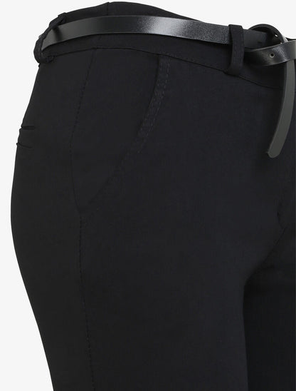 Pantalon 7/8 uni à revers - Noir - 3