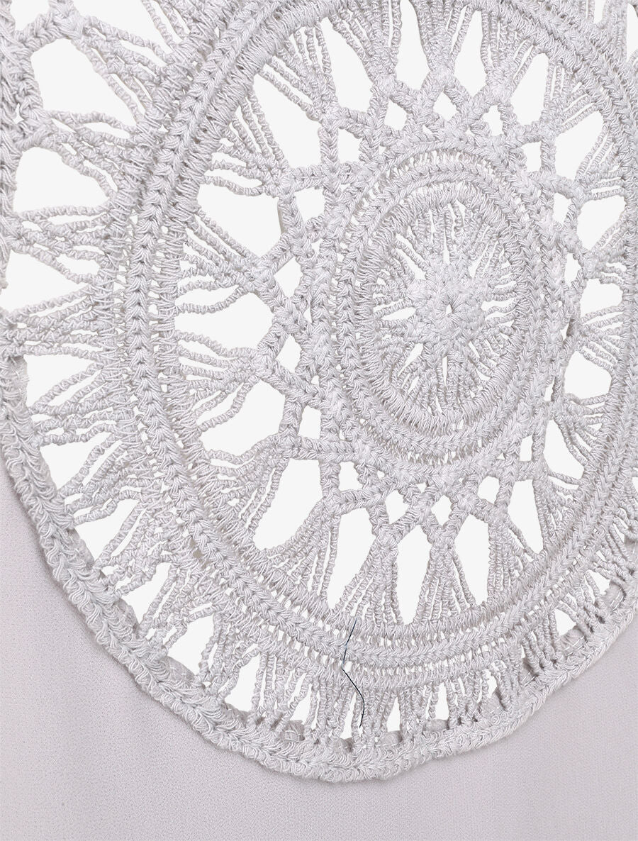 Top ample uni à dos en crochet - Gris clair - 3