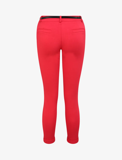 Pantalon 7/8 uni à revers - Rouge - 2
