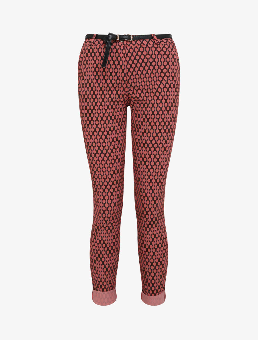 Pantalon 7/8 imprimé rond à revers - Rouge brique - 1