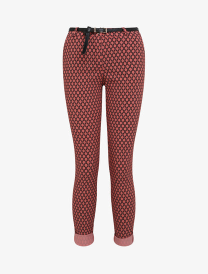 Pantalon 7/8 imprimé rond à revers - Rouge brique - 1
