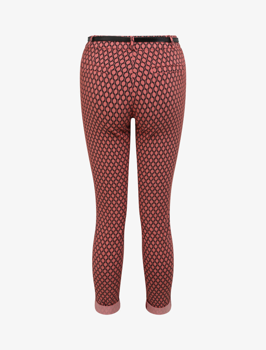 Pantalon 7/8 imprimé rond à revers - Rouge brique - 2
