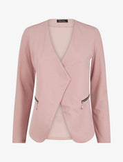 Veste à col biseauté et poches zippées - Rose poudré - 1
