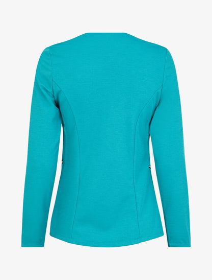 Veste à col biseauté et poches zippées - Turquoise - 2