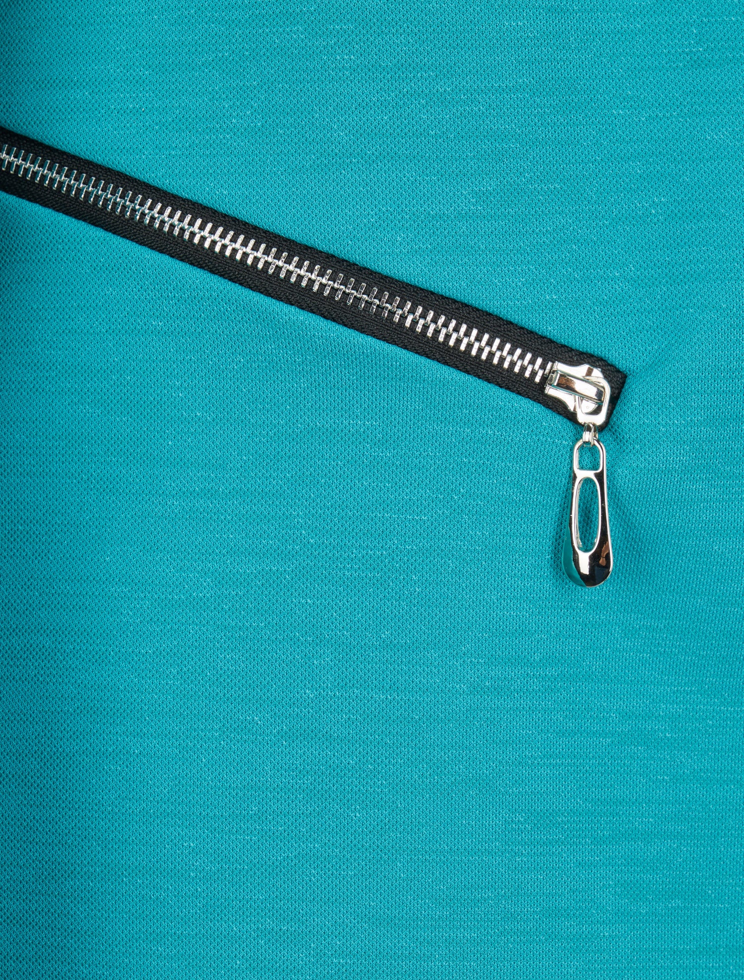 Veste à col biseauté et poches zippées - Turquoise - 3