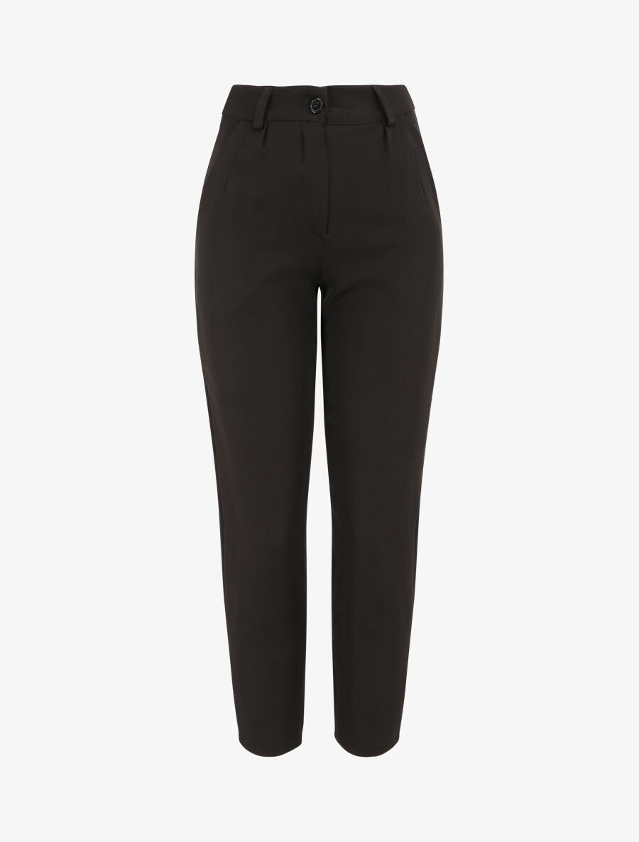 Pantalon fluide uni coupe droite - Noir - 4