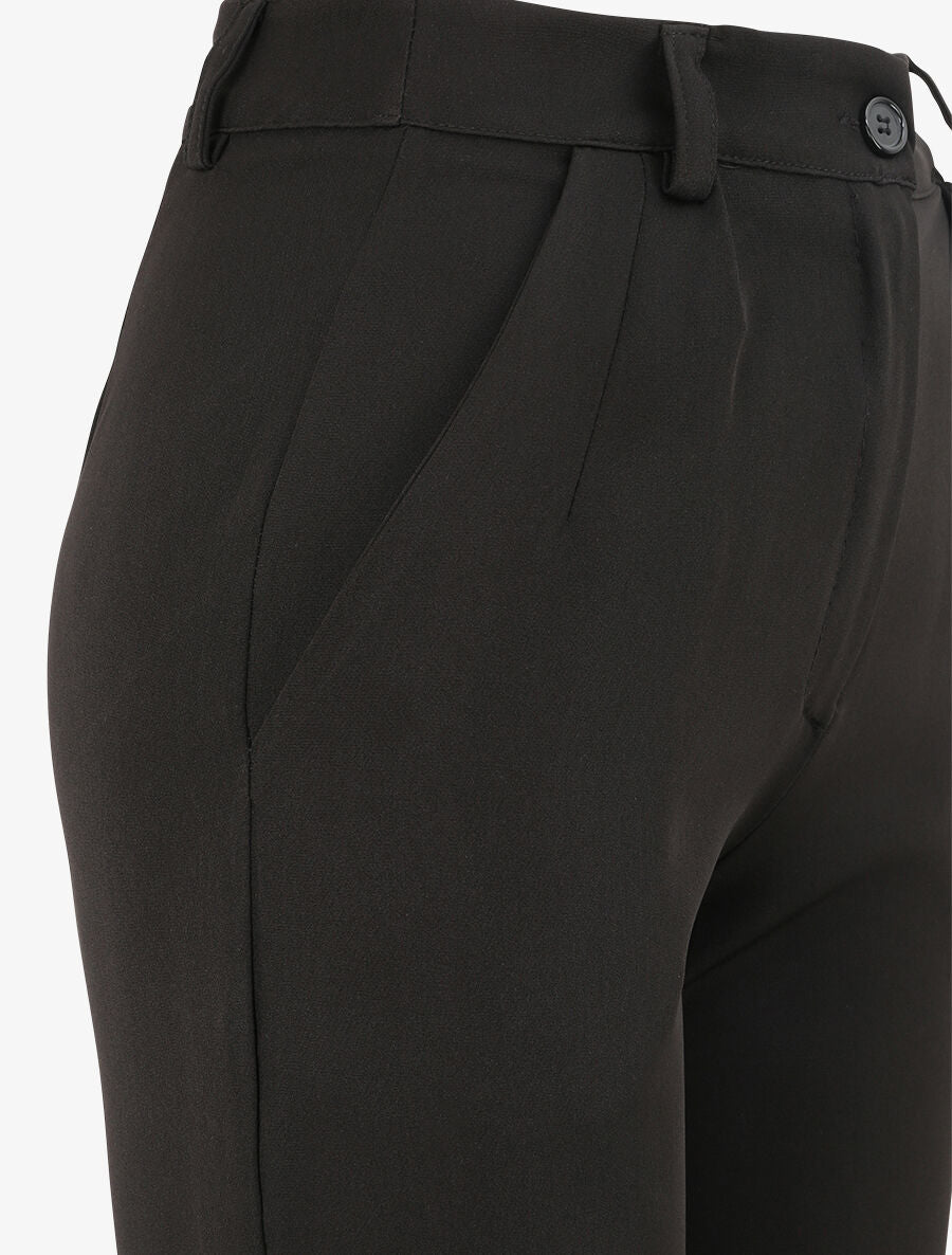 Pantalon fluide uni coupe droite - Noir - 3