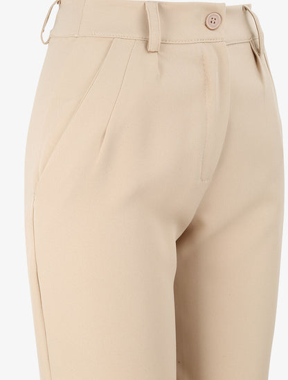 Pantalon fluide uni coupe droite - Beige - 3