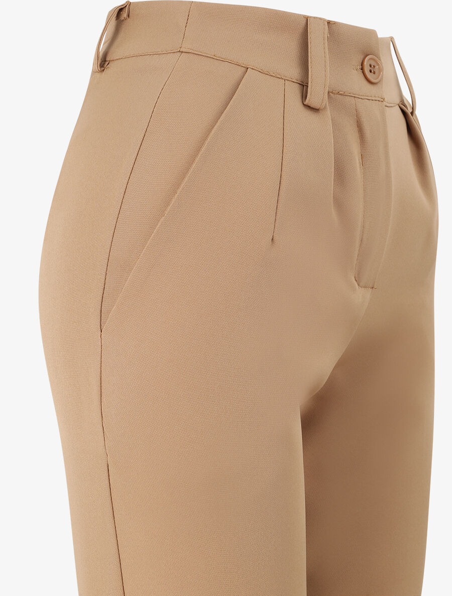 Pantalon fluide uni coupe droite - Camel - 3