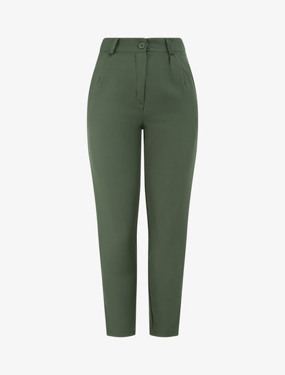 Pantalon fluide uni coupe droite - Kaki - 1