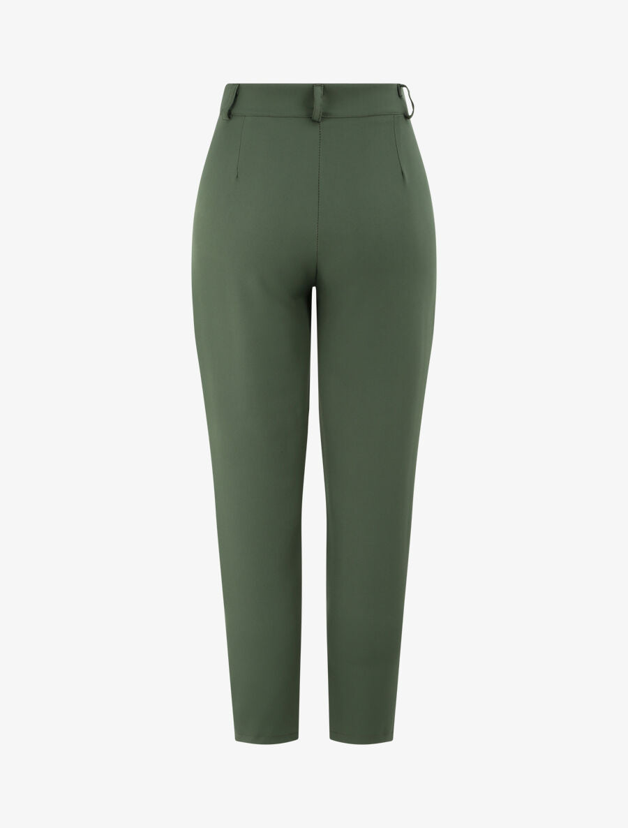 Pantalon fluide uni coupe droite - Kaki - 2