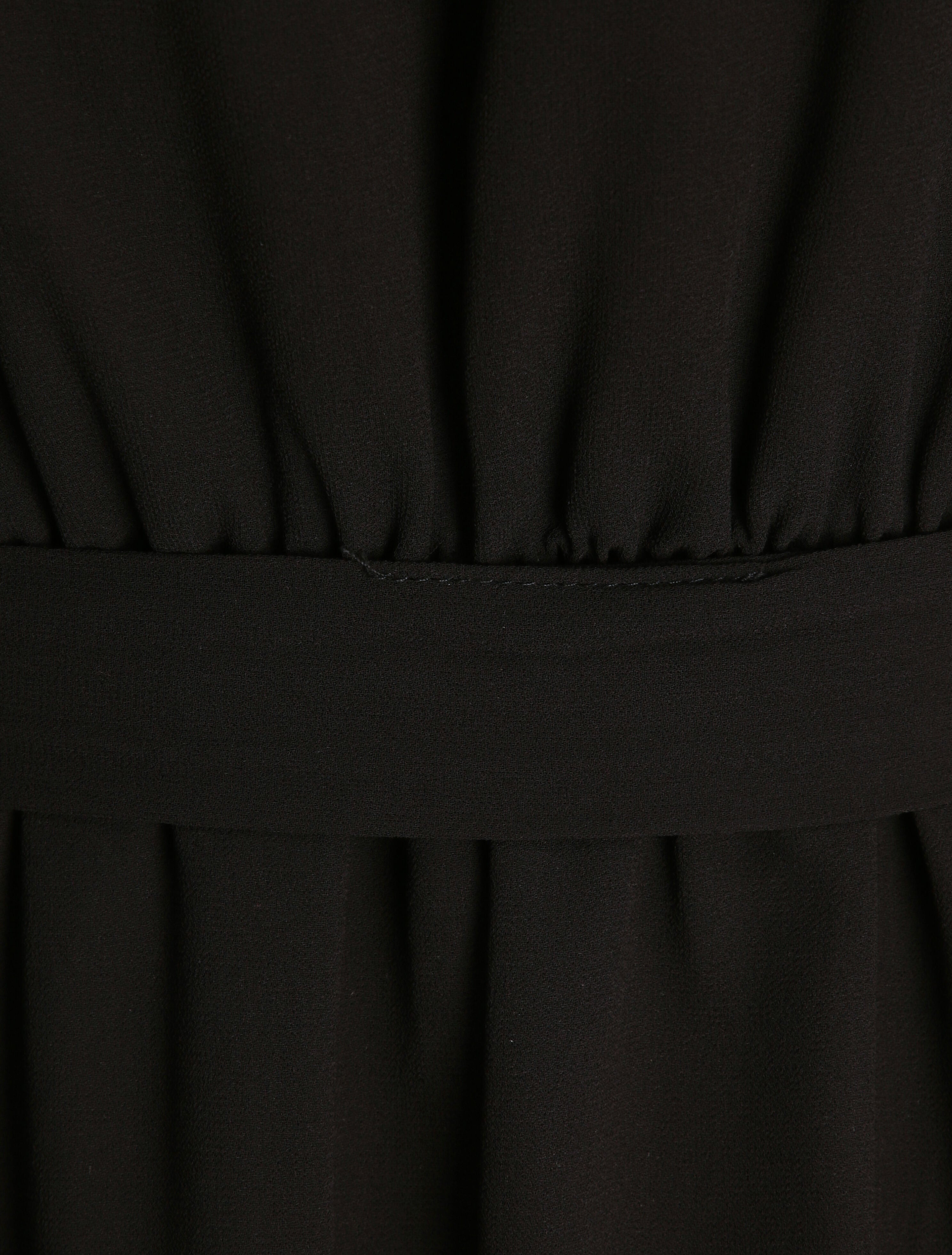 Robe longue unie à voile - Noir - 3