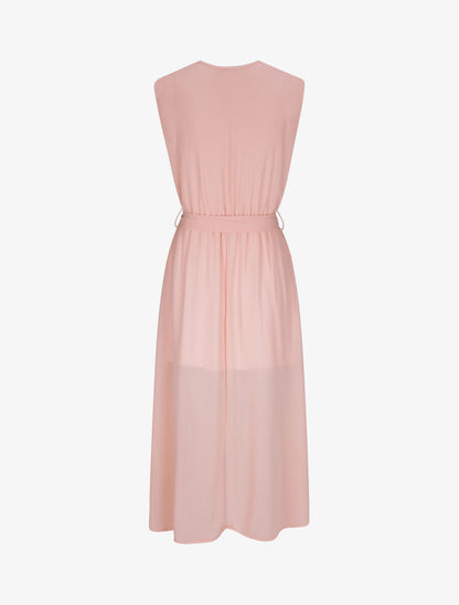 Robe longue unie à voile - Rose - 2
