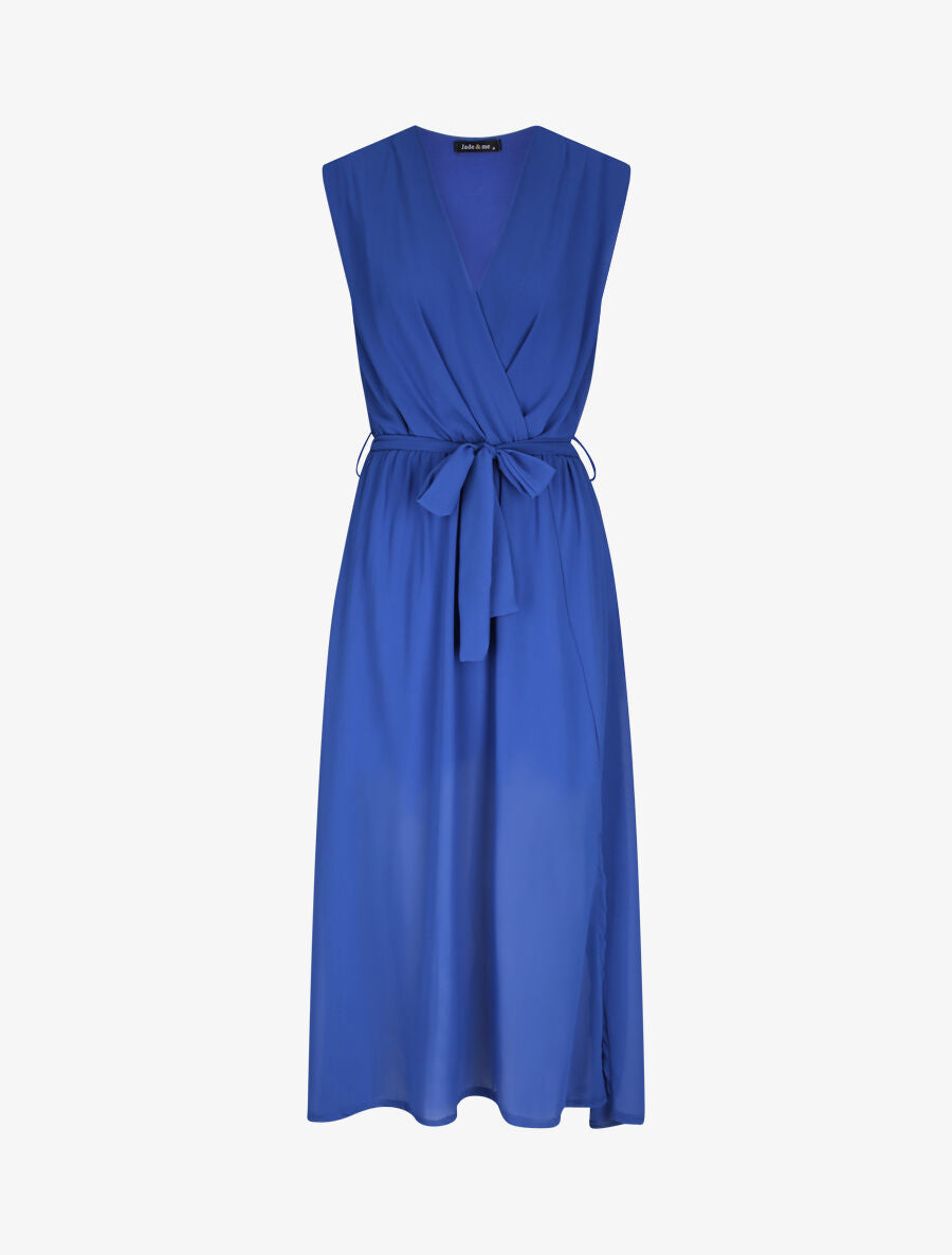 Robe longue unie à voile - Bleu roi - 5