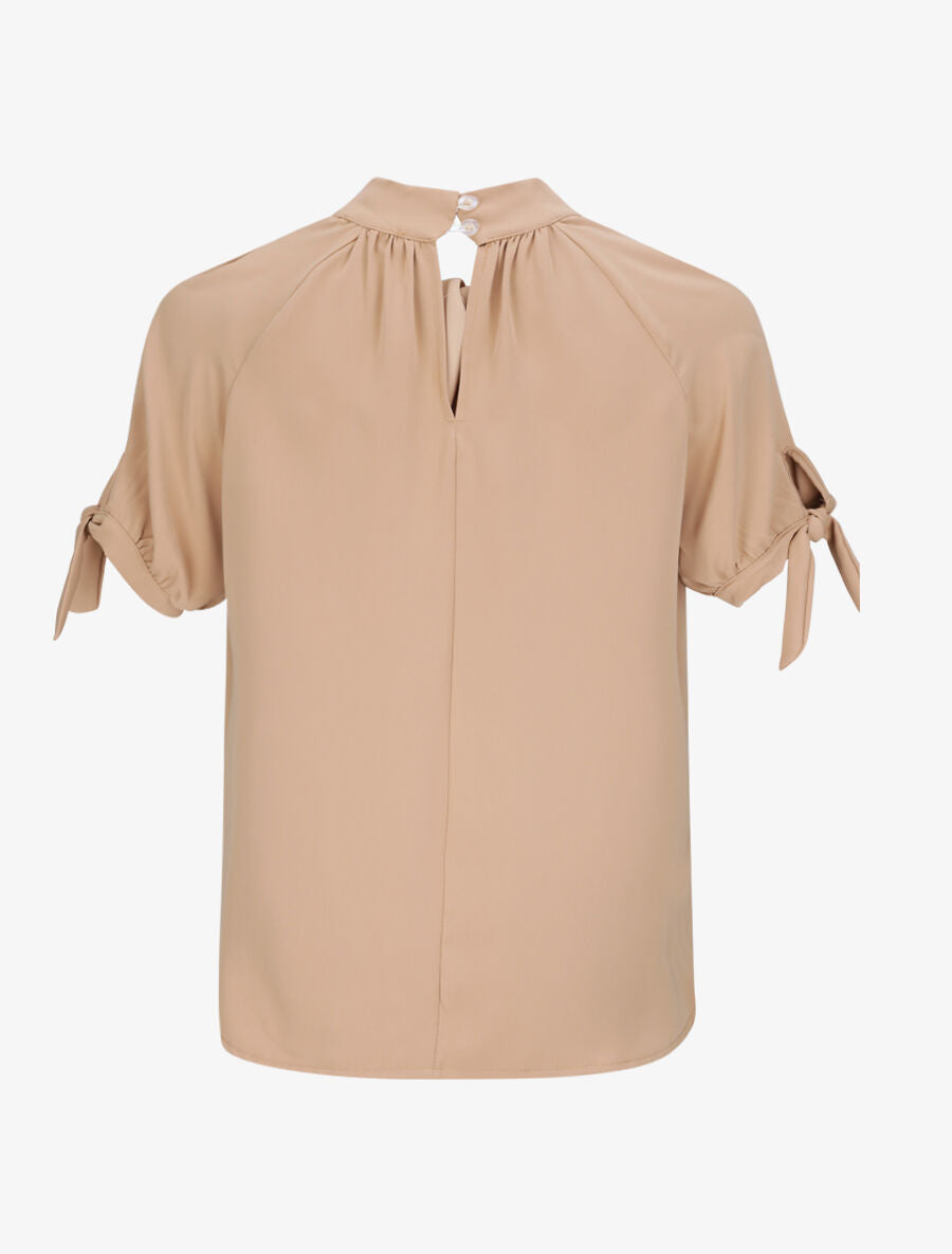 Top à col montant entrelacé - Beige - 2