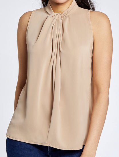 Top à col rond entrelacé - Beige - 4