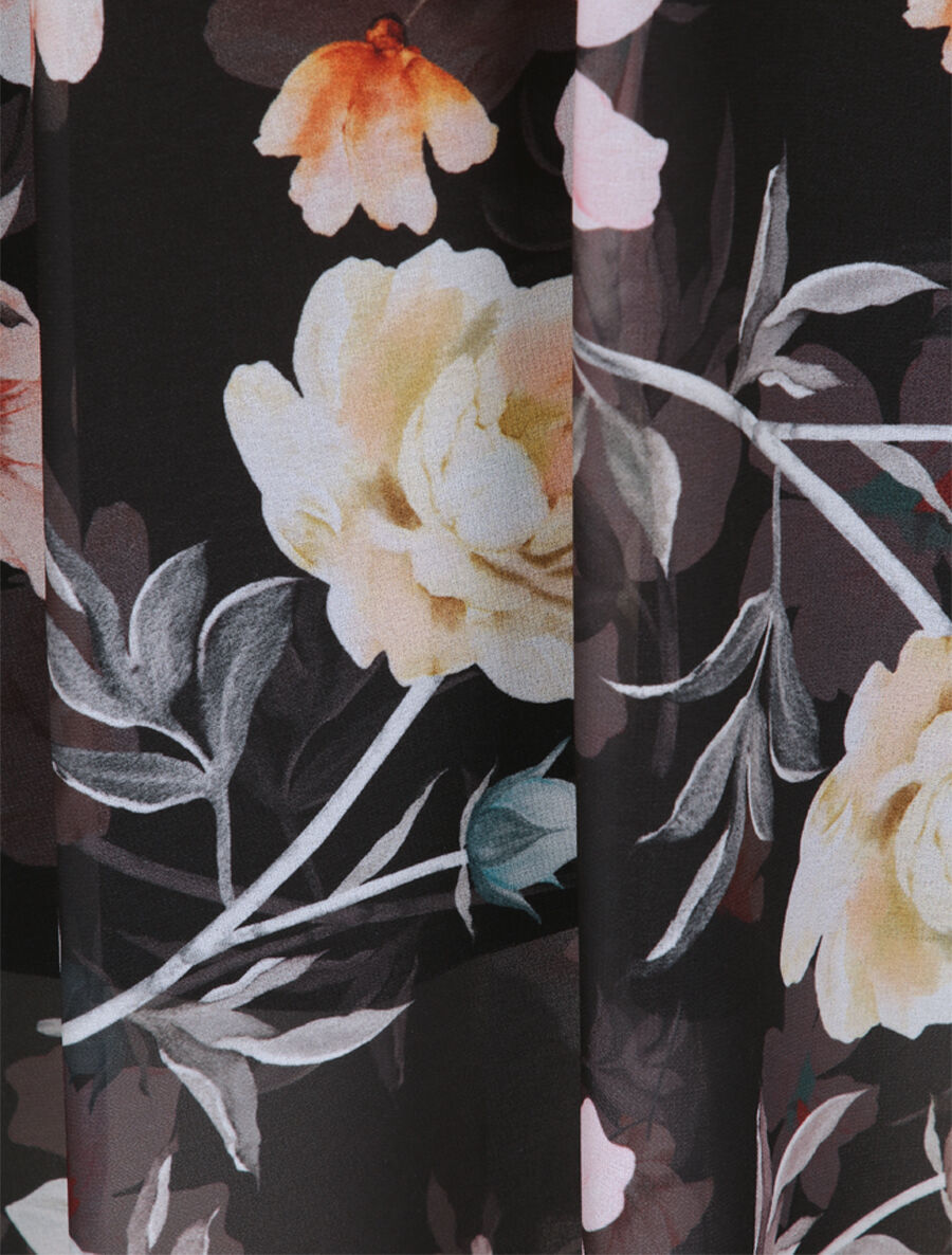 Robe en voile à imprimé grandes fleurs - Noir - 3