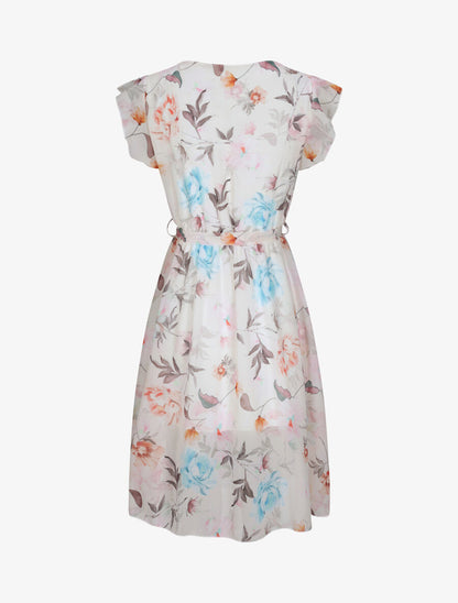 Robe en voile à imprimé grandes fleurs - Beige - 2