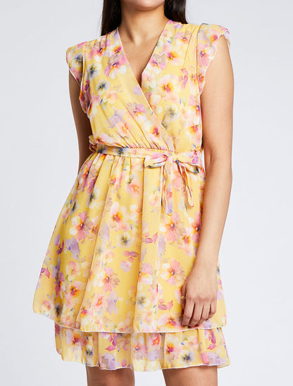 Robe en voile à imprimé fleurs d&