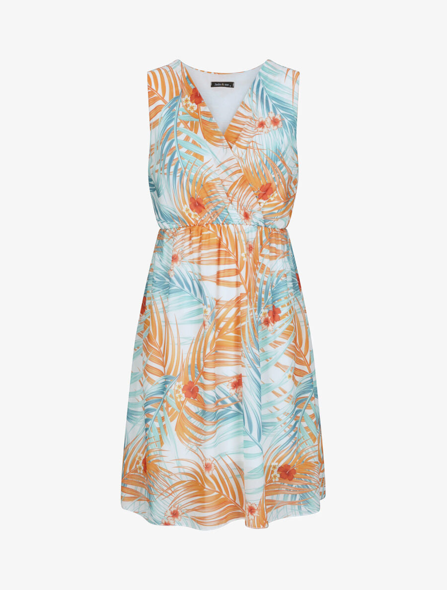 Robe patineuse à imprimé feuilles tropicales - Vert - 5