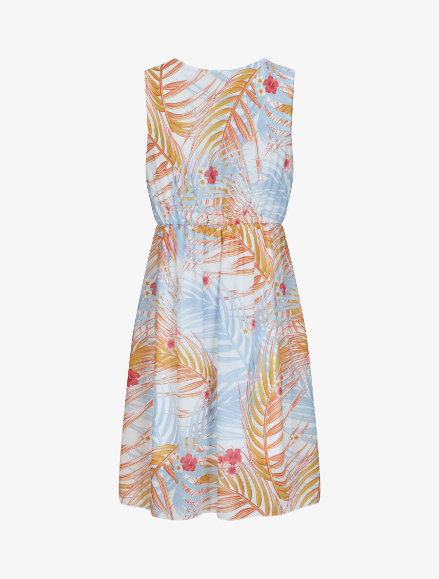 Robe patineuse à imprimé feuilles tropicales - Bleu ciel - 2