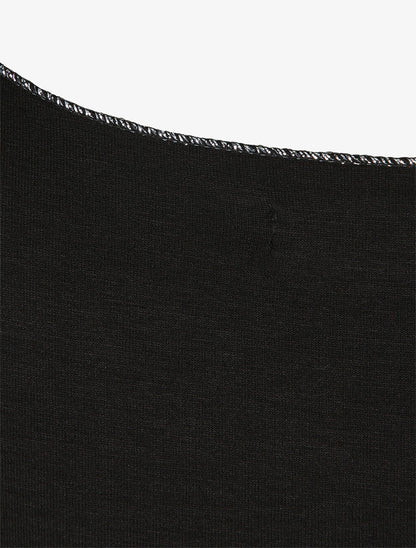 T-shirt stretch à bords irisés - Noir - 3