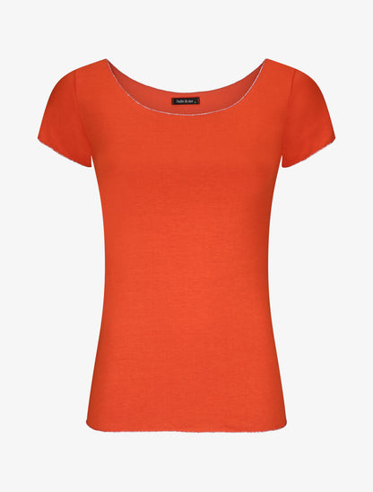 T-shirt stretch à bords irisés - Orange - 4