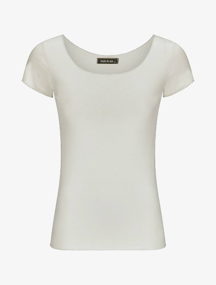 T-shirt stretch à bords irisés - Beige - 1