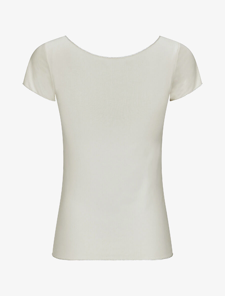 T-shirt stretch à bords irisés - Beige - 2